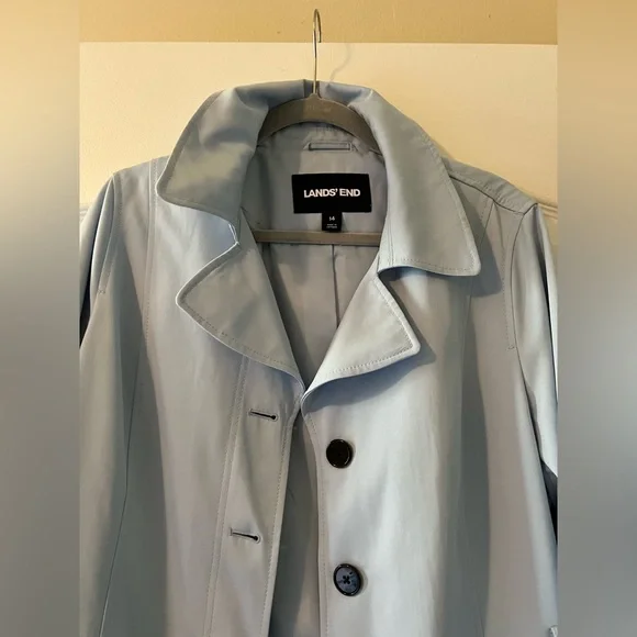 Lands' End Baby Blue Trench Coat with Belt - Picture 6 of 12